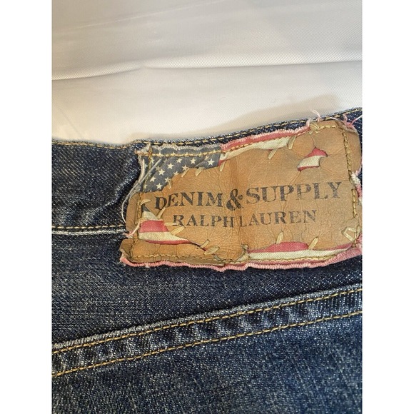 Ralph Lauren Denim & Supply Men Straight Jeans 34x32 American Flag Distressed - Picture 3 of 12